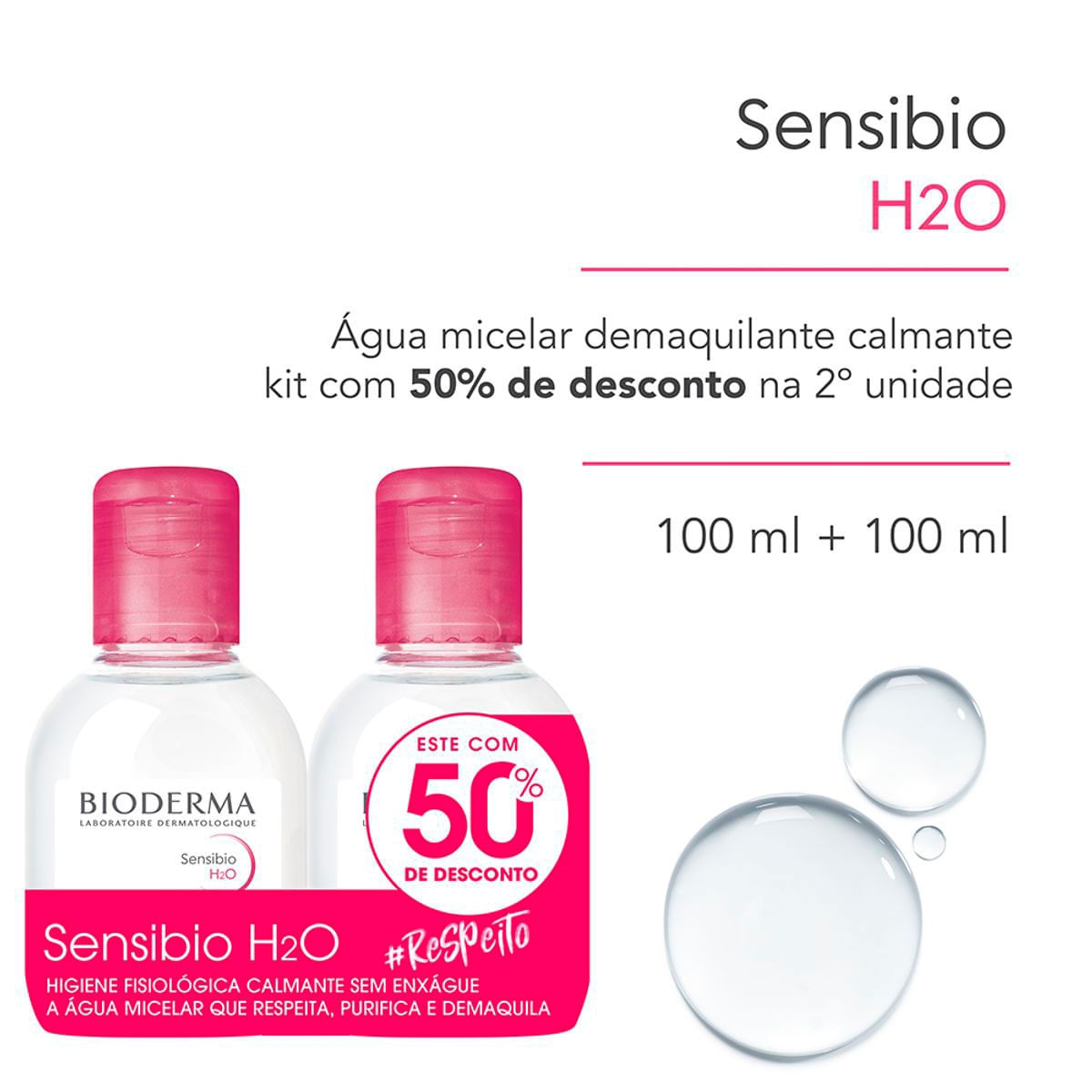 Kit Água Micelar Bioderma Sensibio H2O 100ml 2 Unidades — imagem 2 | Farmácia Resyla