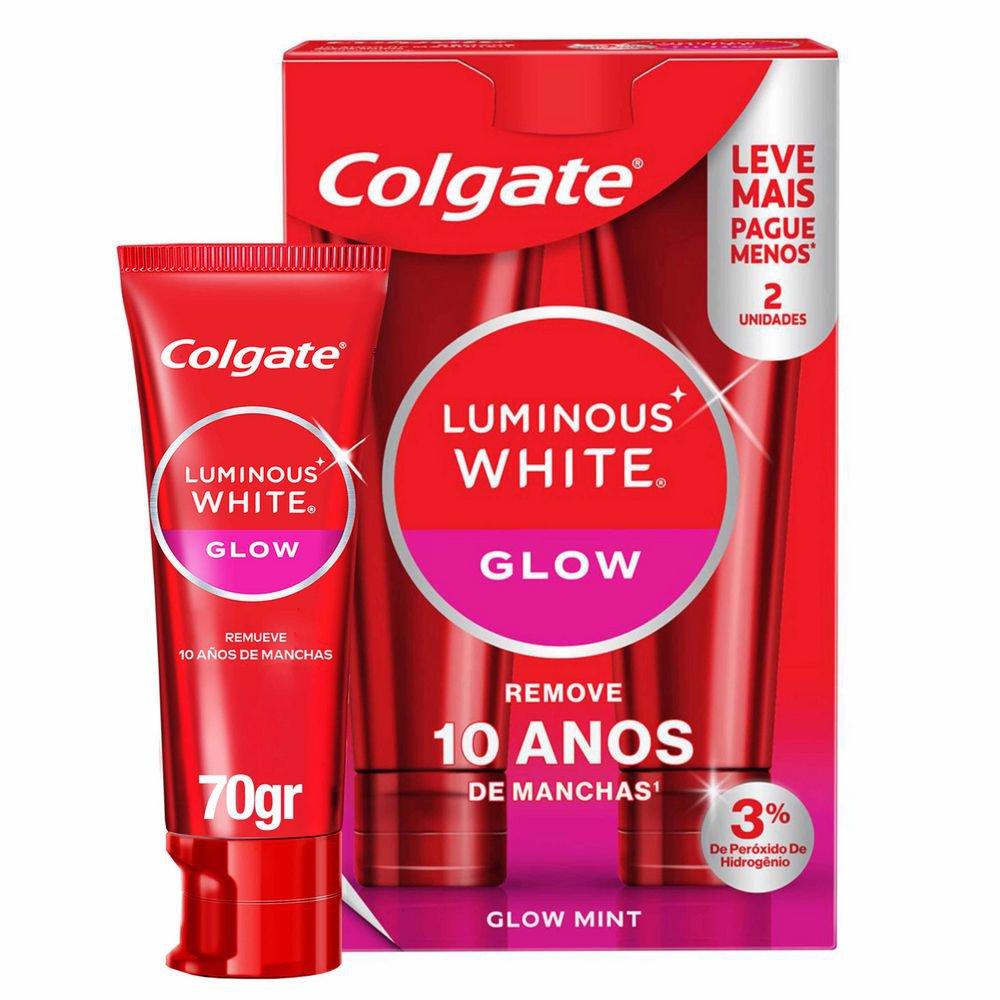 Kit Creme Dental Clareador Colgate Luminous White Glow 70g 2 Unidades — Colgate | Farmácia Resyla