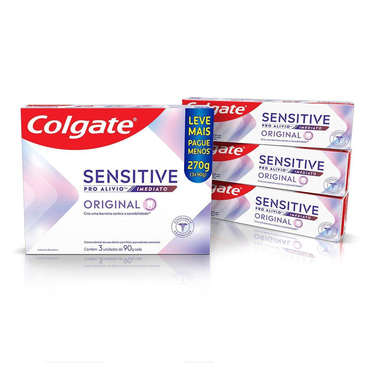 Kit Creme Dental Colgate Sensitive Pro Alívio Imediato Original 90g 3 Unidades — Colgate | Farmácia Resyla
