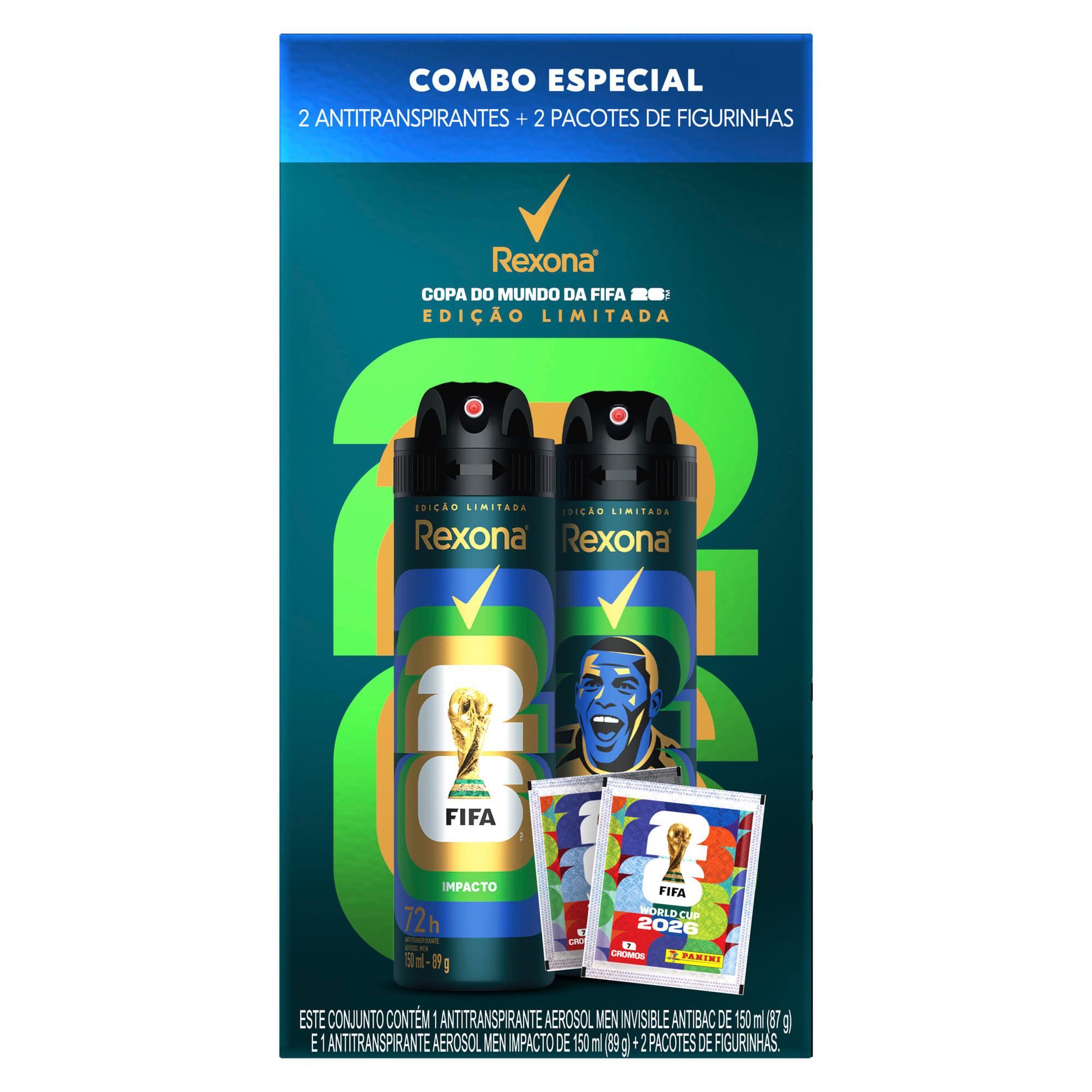 Kit Desodorante Antitranspirante Aerossol Rexona Men Fifa 26 Impacto 150ml + Invisible Antibac 150ml + 2 Pacotes De Figurinhas — imagem 2 | Farmácia Resyla
