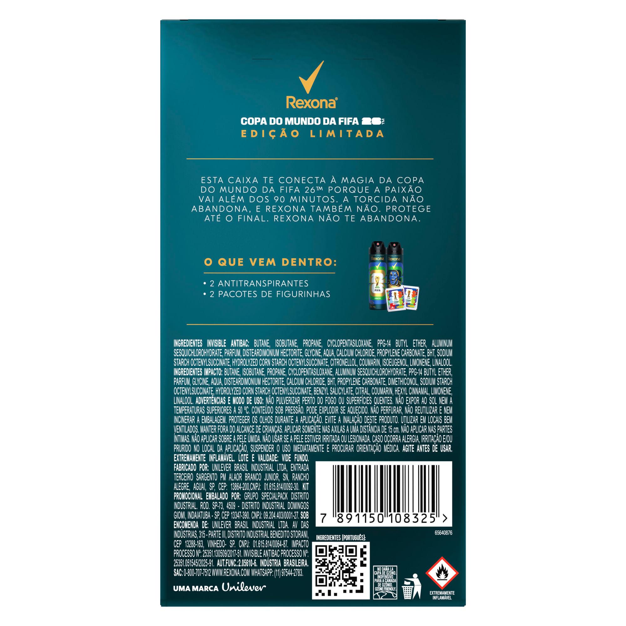 Kit Desodorante Antitranspirante Aerossol Rexona Men Fifa 26 Impacto 150ml + Invisible Antibac 150ml + 2 Pacotes De Figurinhas — imagem 3 | Farmácia Resyla