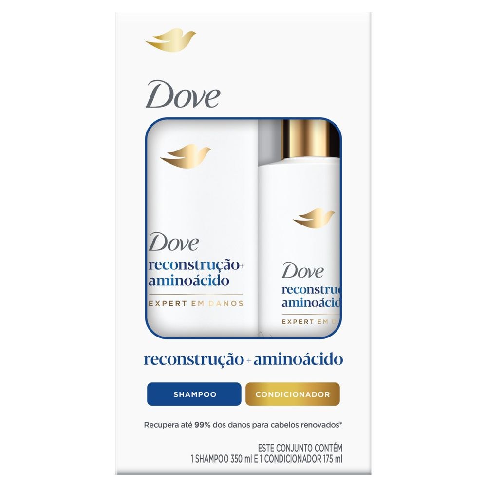 Kit Dove Reconstrução + Aminoácido Shampoo 350ml + Condicionador 175ml — Dove | Farmácia Resyla