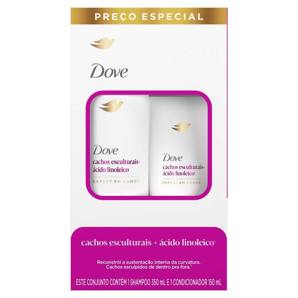 Kit Dove Shampoo Cachos Esculturais + Ácido Linoleico 350ml + Condicionador Cachos Esculturais + Ácido Linoleico 150ml — imagem 2 | Farmácia Resyla