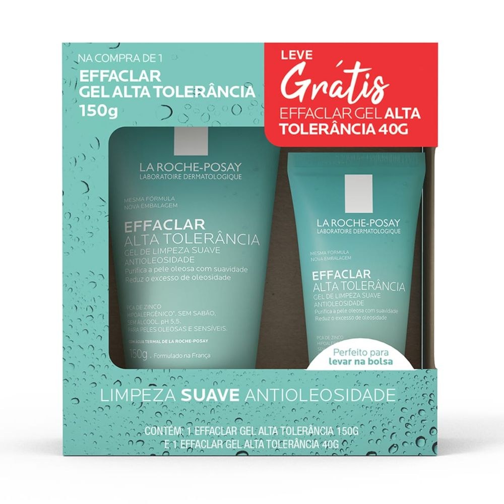 Kit Gel de Limpeza Facial La Roche-Posay Effaclar Alta Tolerância 150g 1 Uni + Gel de Limpeza Facial La Roche-Posay Effaclar Alta Tolerância 40g 1 Um — La Roche-Posay | Farmácia Resyla