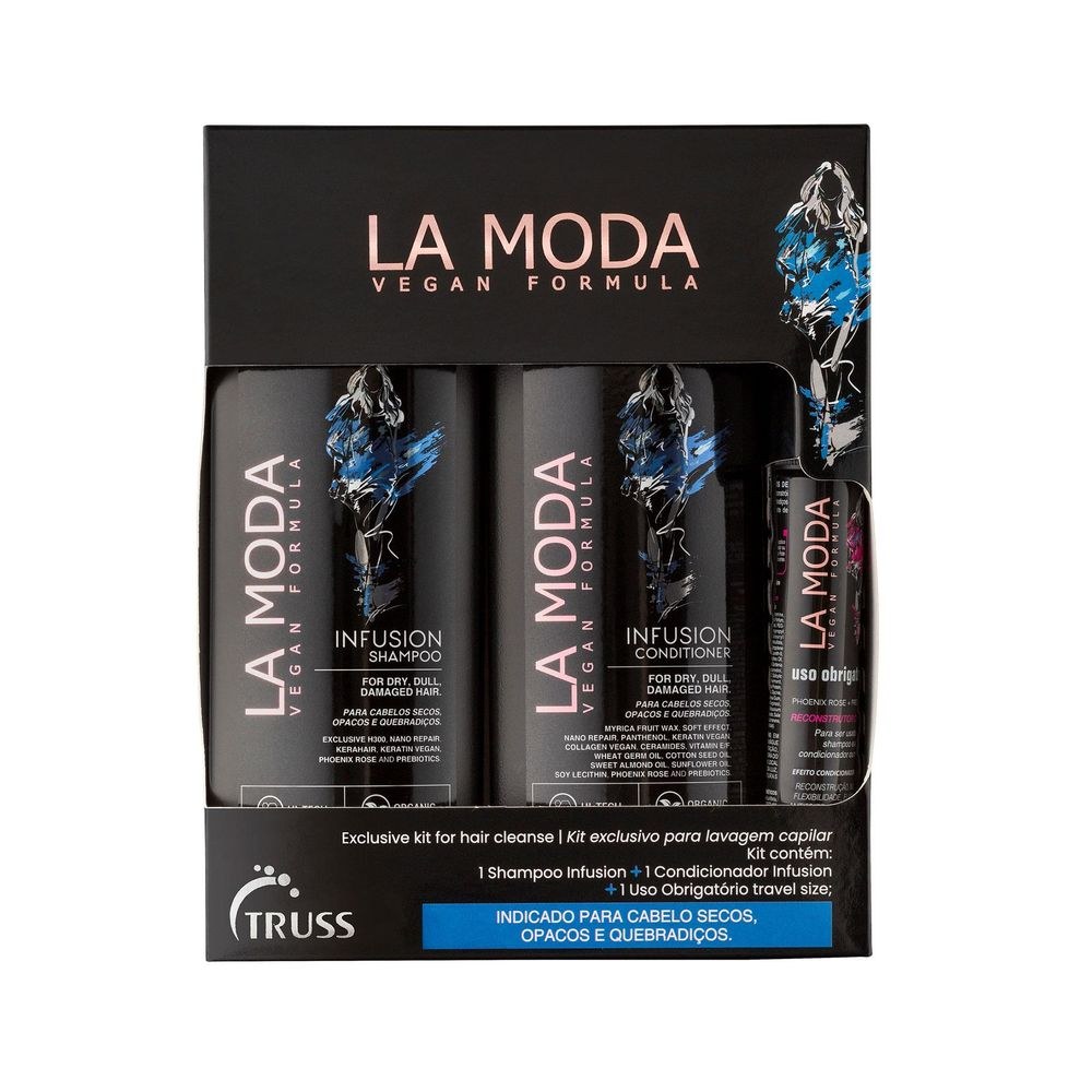 Kit La Moda Infusion Shampoo 300ml 1 Uni + Condicionador 300ml 1 Uni + Finalizador Uso Obrigatório 30ml 1 Uni — Truss | Farmácia Resyla