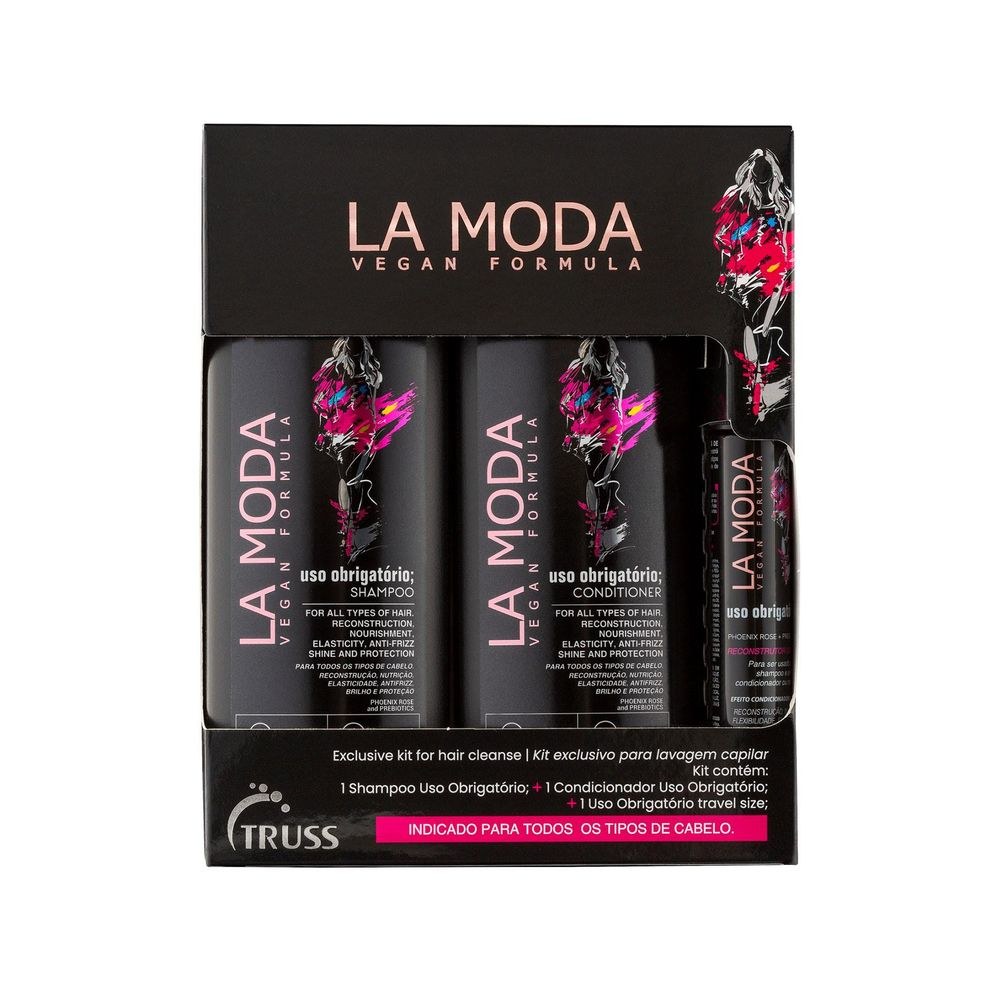 Kit La Moda Uso Obrigatório Shampoo 300ml 1 Uni + Condicionador 300ml 1uni + Finalizador Uso Obrigatório 30ml 1 Uni — Truss | Farmácia Resyla