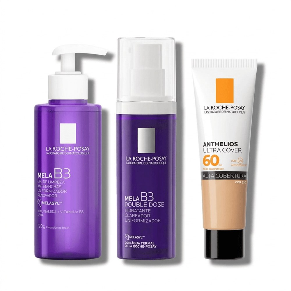 Kit La Roche-Posay Mela B3 e Anthelios Gel de Limpeza 120g + Hidratante Mela B3 40ml + Protetor Solar Ultra Cover FPS 60 Cor 2.0 30g — La Roche-Posay | Farmácia Resyla