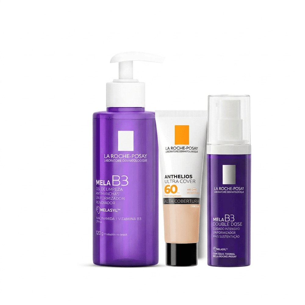 Kit La Roche-Posay Mela B3 Gel de Limpeza 120g + Hidratante Clareador 40ml + Protetor Solar Anthelios Ultra Cover FPS 60 30g — La Roche-Posay | Farmácia Resyla