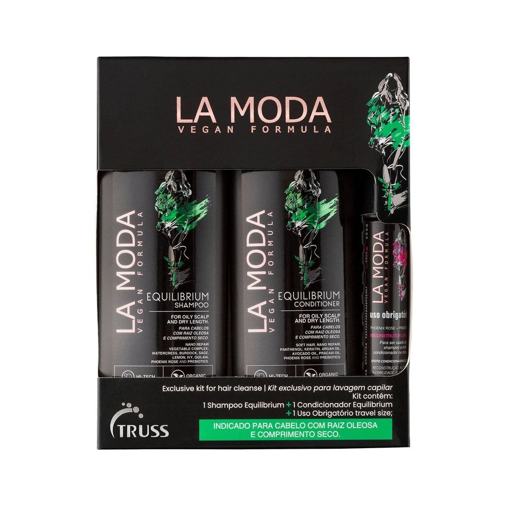Kit Lavagem Capilar La Moda Vegan Shampoo 300ml 1 Uni + Condicionador 300ml 1uni + Reconstrutor 30ml 1 Uni — Truss | Farmácia Resyla