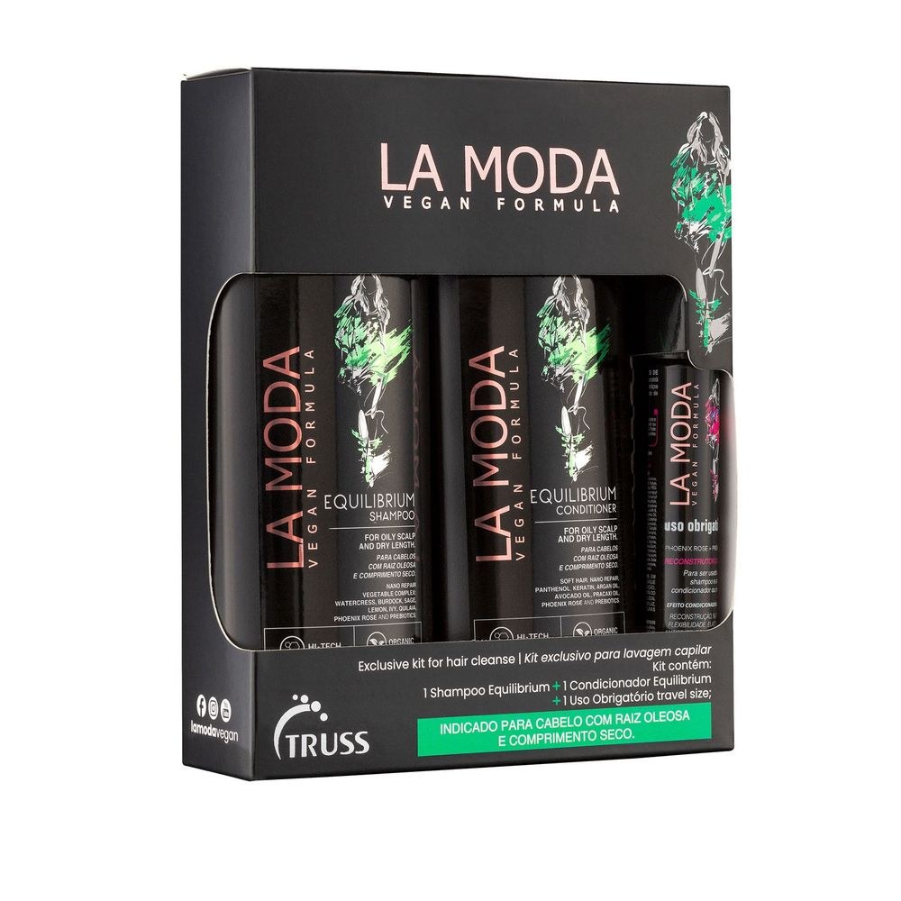 Kit Lavagem Capilar La Moda Vegan Shampoo 300ml 1 Uni + Condicionador 300ml 1uni + Reconstrutor 30ml 1 Uni — imagem 2 | Farmácia Resyla