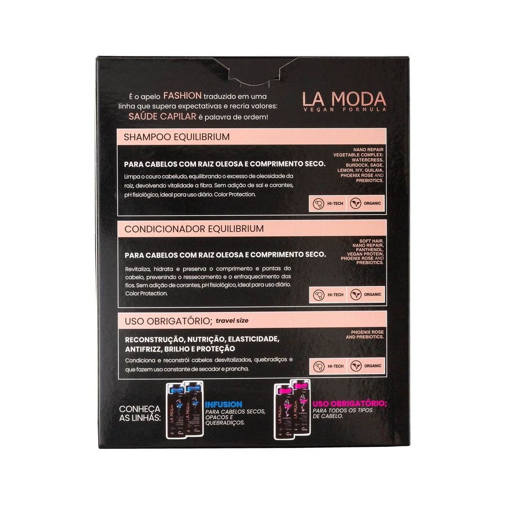 Kit Lavagem Capilar La Moda Vegan Shampoo 300ml 1 Uni + Condicionador 300ml 1uni + Reconstrutor 30ml 1 Uni — imagem 4 | Farmácia Resyla
