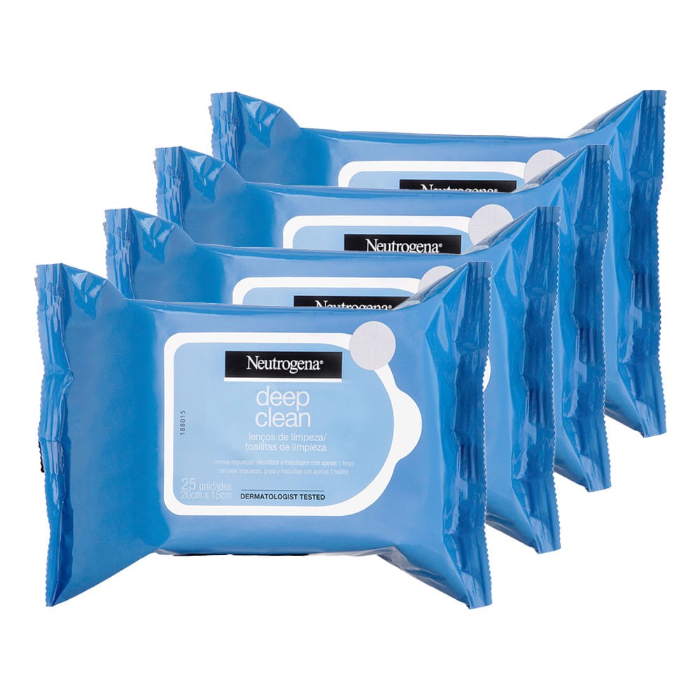 Kit Lenço Demaquilante Neutrogena Deep Clean Intensive - 4 Unidades — Neutrogena | Farmácia Resyla