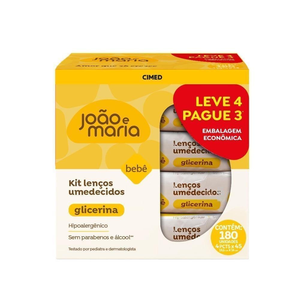 Kit Lenço Umedecido João E Maria Com Fragrância Bebê Pacote 4 Und 45 Unidades Cada Leve 4 Pague 3 — João e Maria | Farmácia Resyla