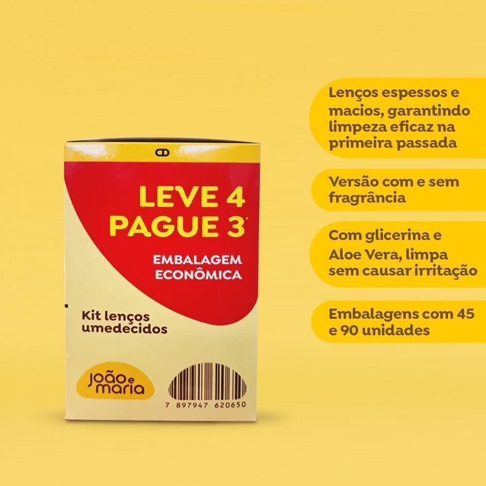 Kit Lenço Umedecido João E Maria Com Fragrância Bebê Pacote 4 Und 45 Unidades Cada Leve 4 Pague 3 — imagem 4 | Farmácia Resyla
