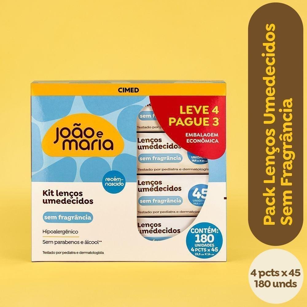 Kit Lenço Umedecido João E Maria Recém-Nascido Sem Fragrância Com Glicerina E Aloe Vera 4 Un Com 45 Folhas Cada Leve 4 Pague 3 Unidades — imagem 2 | Farmácia Resyla