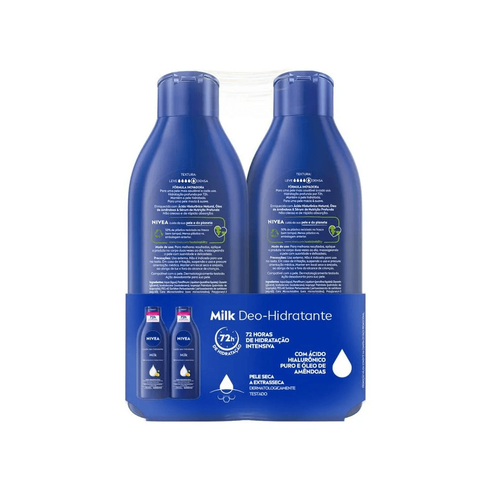 Kit Loção Hidratante Nivea Milk 400ml 2 Unidades — imagem 3 | Farmácia Resyla
