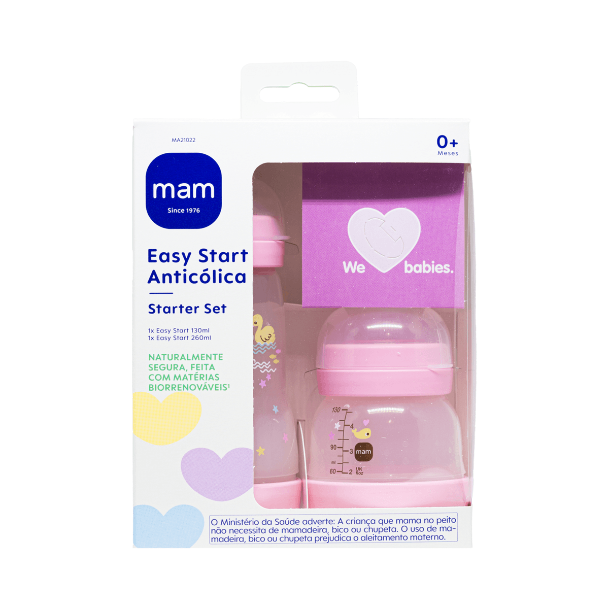 Kit Mamadeiras MAM Easy Start Rosa 130ml e 260ml 2 Unidades — Mam | Farmácia Resyla