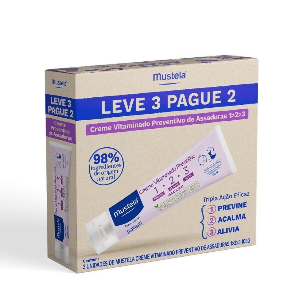 Kit Mustela Creme Vitaminado 123 Preventivo de Assaduras 36g 3 Unidades — Mustela | Farmácia Resyla
