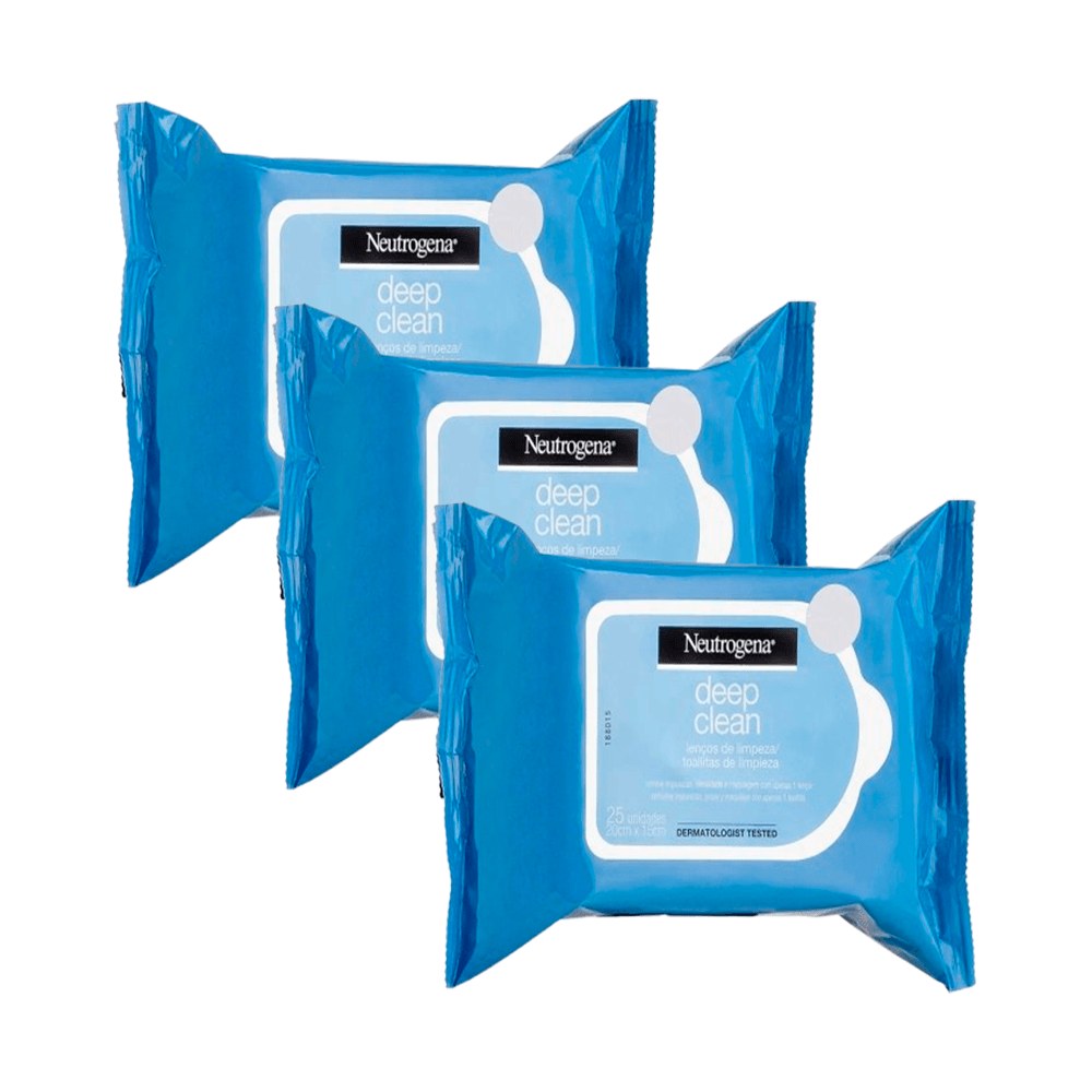 Kit Neutrogena Lenço Demaquilante Deep Clean 3 Packs 25 unidades — Neutrogena | Farmácia Resyla
