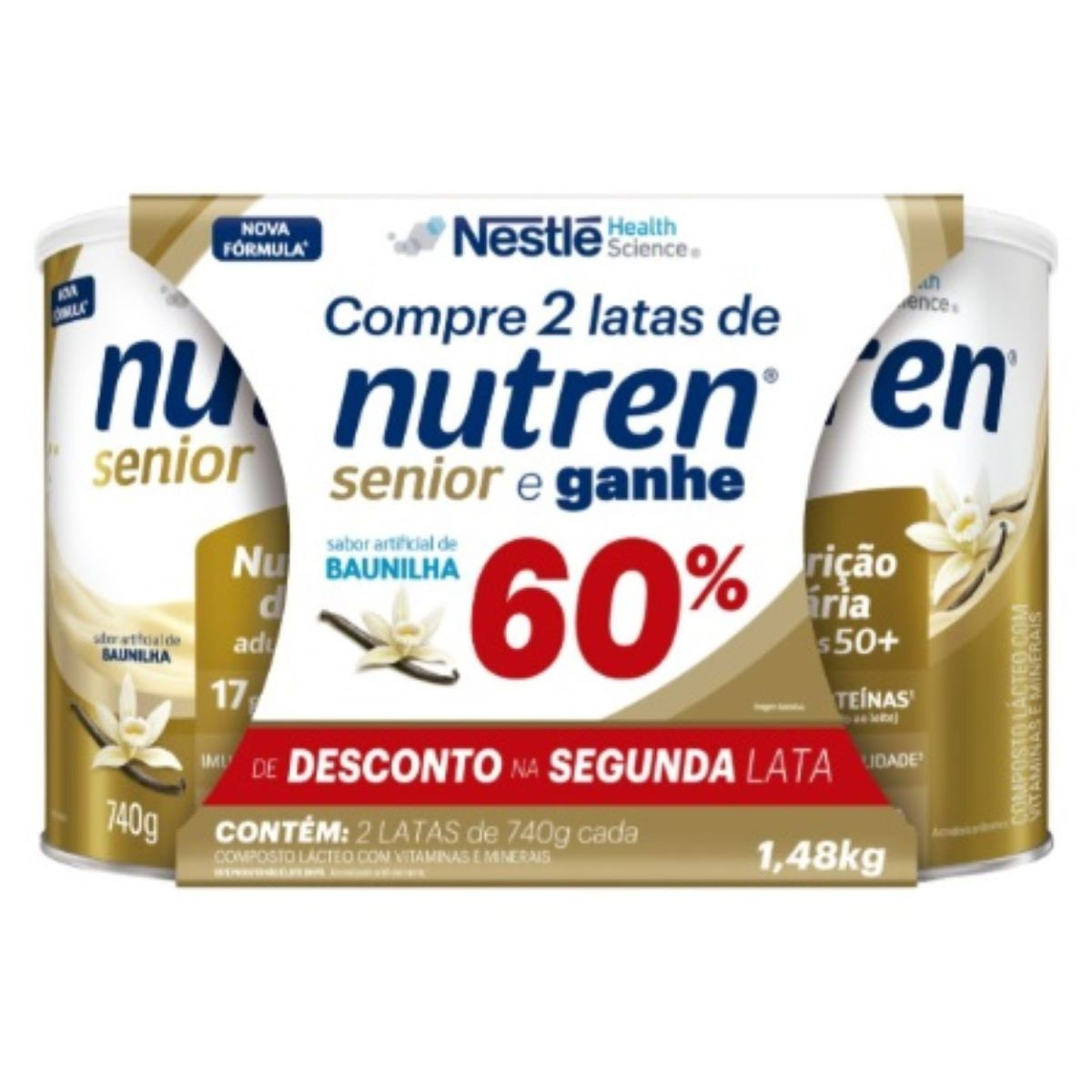 Kit Nutren Senior Sabor Baunilha 1,48kg 2 Unidades 60% De Desconto Na Segunda Lata — Nutren | Farmácia Resyla