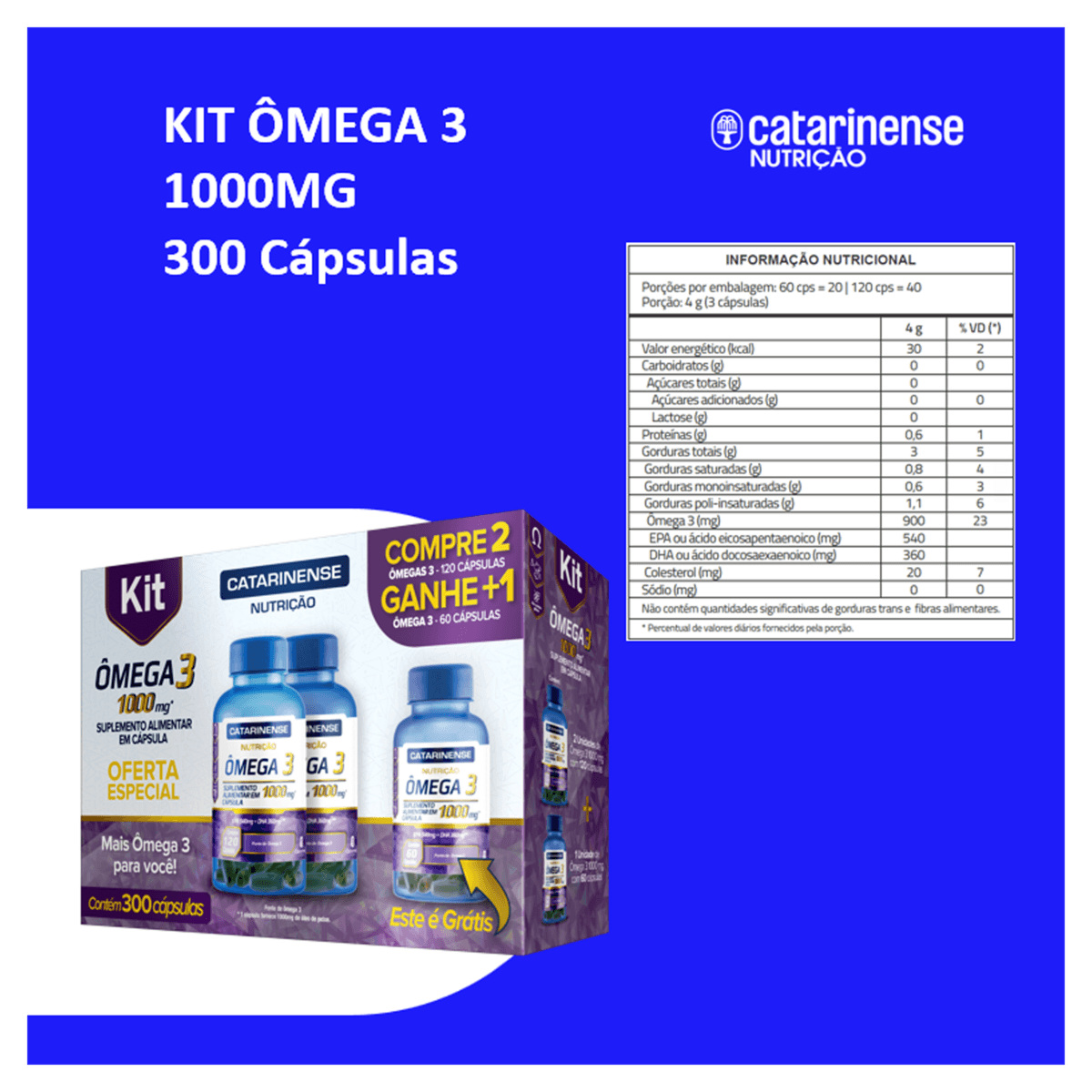 Kit Ômega 3 Catarinense 1000mg 300 Cápsulas — imagem 2 | Farmácia Resyla
