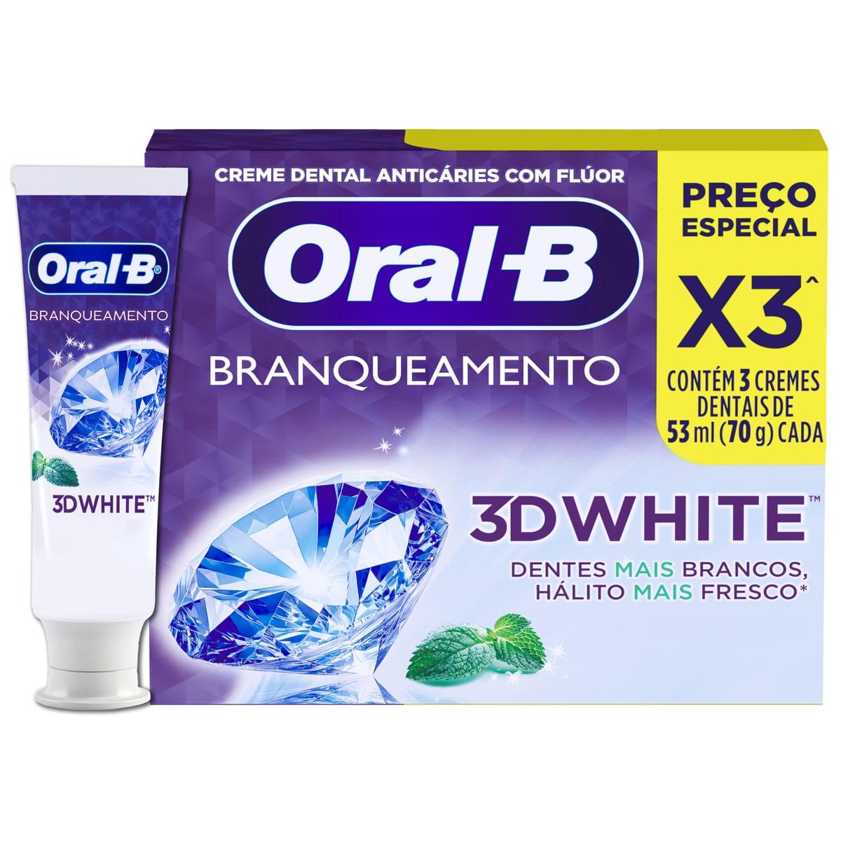 Kit Pasta de Dente Oral-B 3D White Branqueadora 70g 3 Unidades — Oral B | Farmácia Resyla