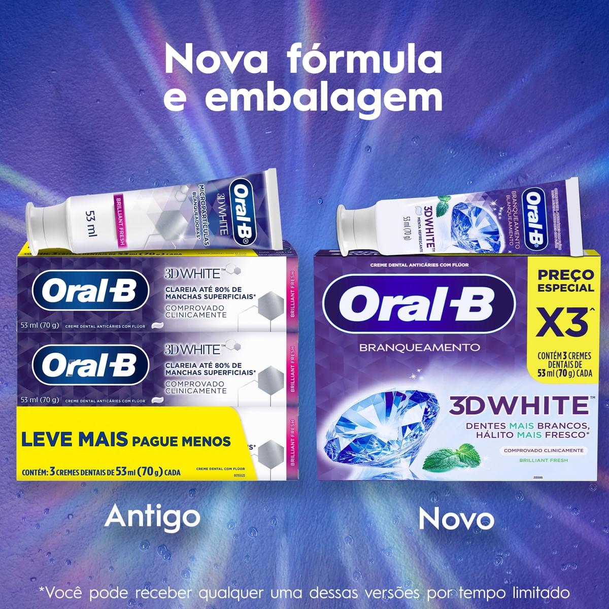 Kit Pasta de Dente Oral-B 3D White Branqueadora 70g 3 Unidades — imagem 4 | Farmácia Resyla