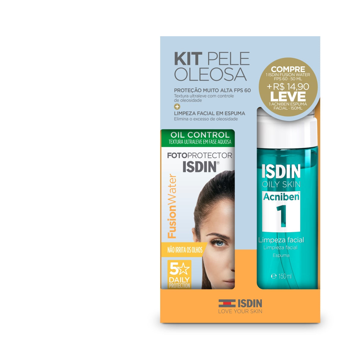 Kit Pele Oleosa Isdin Fusion Waater 50ml + Acniben Espuma 150ml — Isdin | Farmácia Resyla