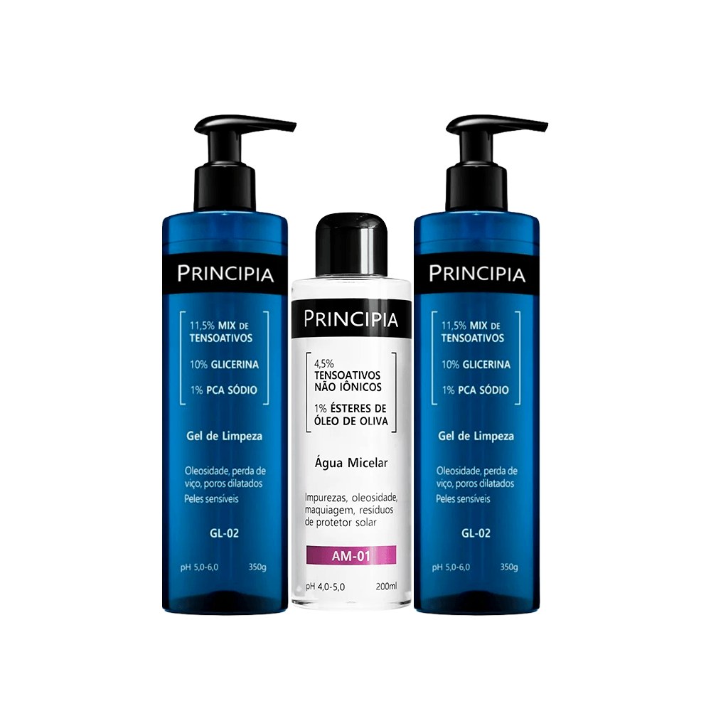 Kit Principia Água Micelar Am-01 200ml + Gel de Limpeza GL-02 350g 2 Unidades — Principia | Farmácia Resyla