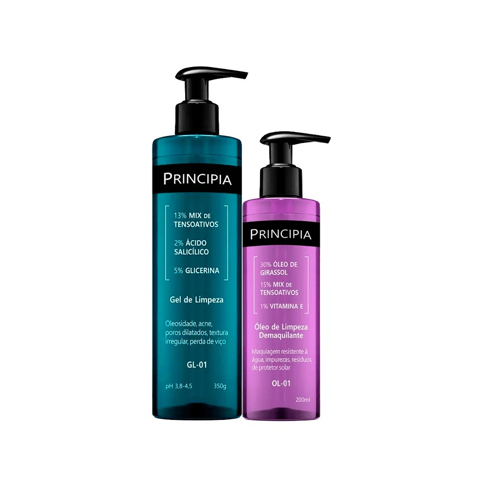 Kit Principia Gel de Limpeza Facial GL-01 350ml + Óleo de Limpeza 200ml — Principia | Farmácia Resyla