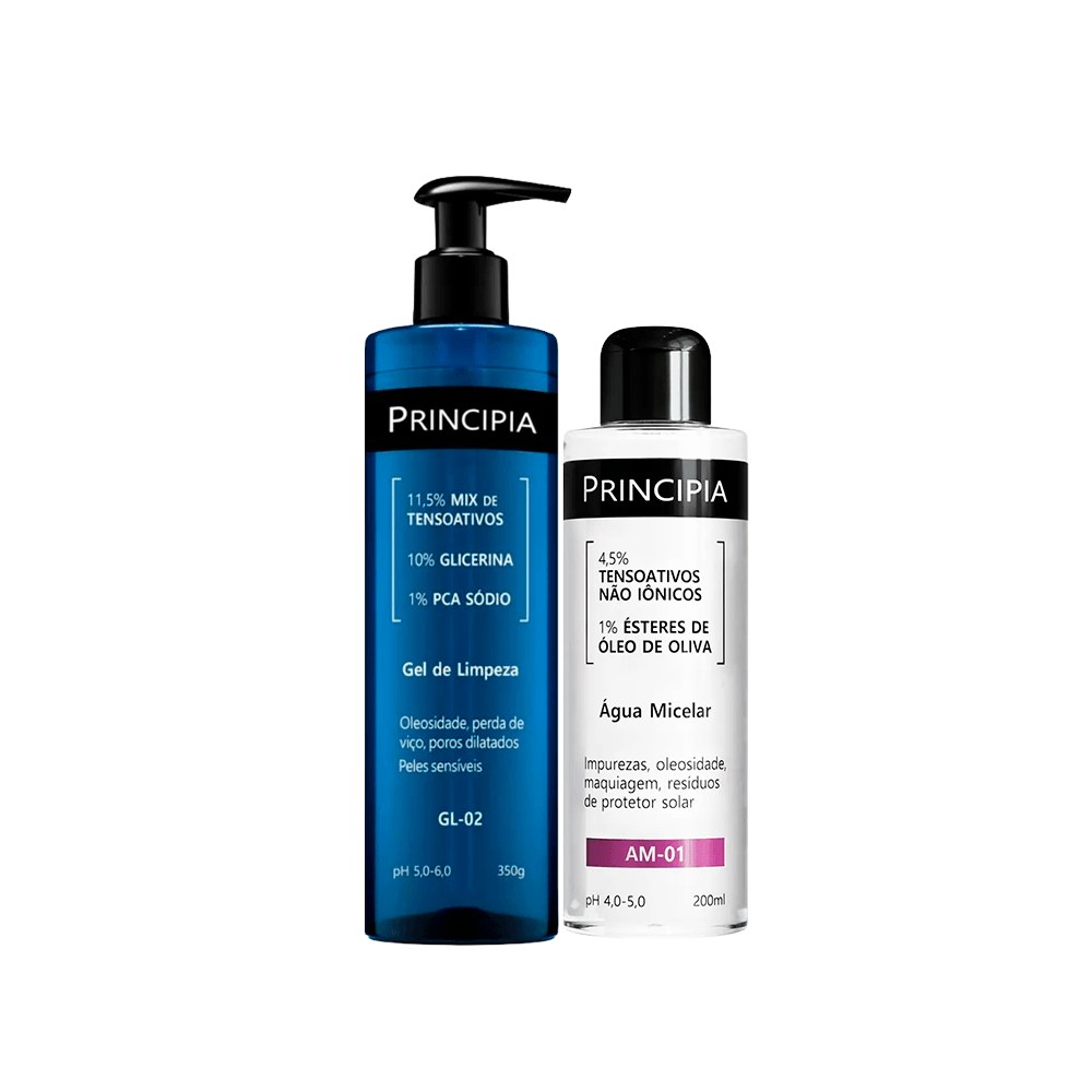 Kit Principia Gel de Limpeza Facial GL-02 350g + Água Micelar Am-01 200ml — Principia | Farmácia Resyla