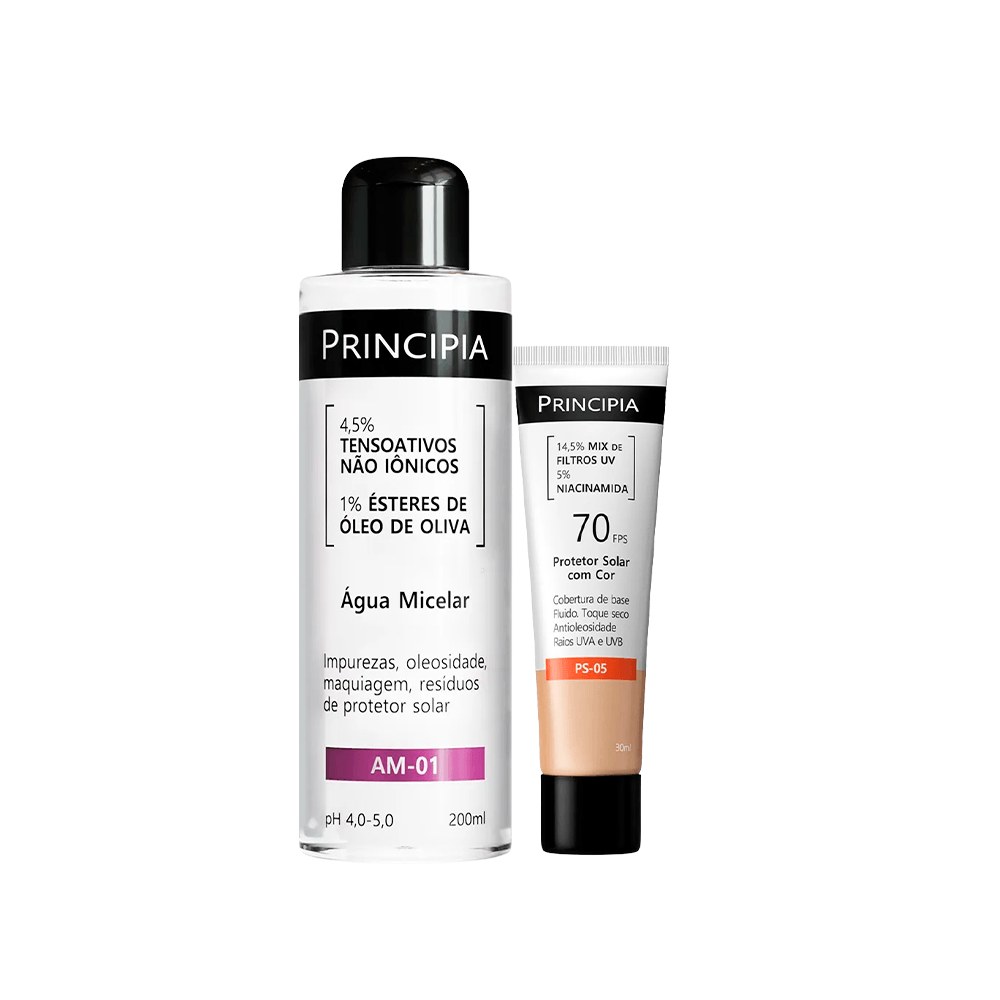 Kit Principia Protetor Solar Facial Ps-05 Cor 1.0 Fps70 30ml + Água Micelar Am-01 200ml — Principia | Farmácia Resyla