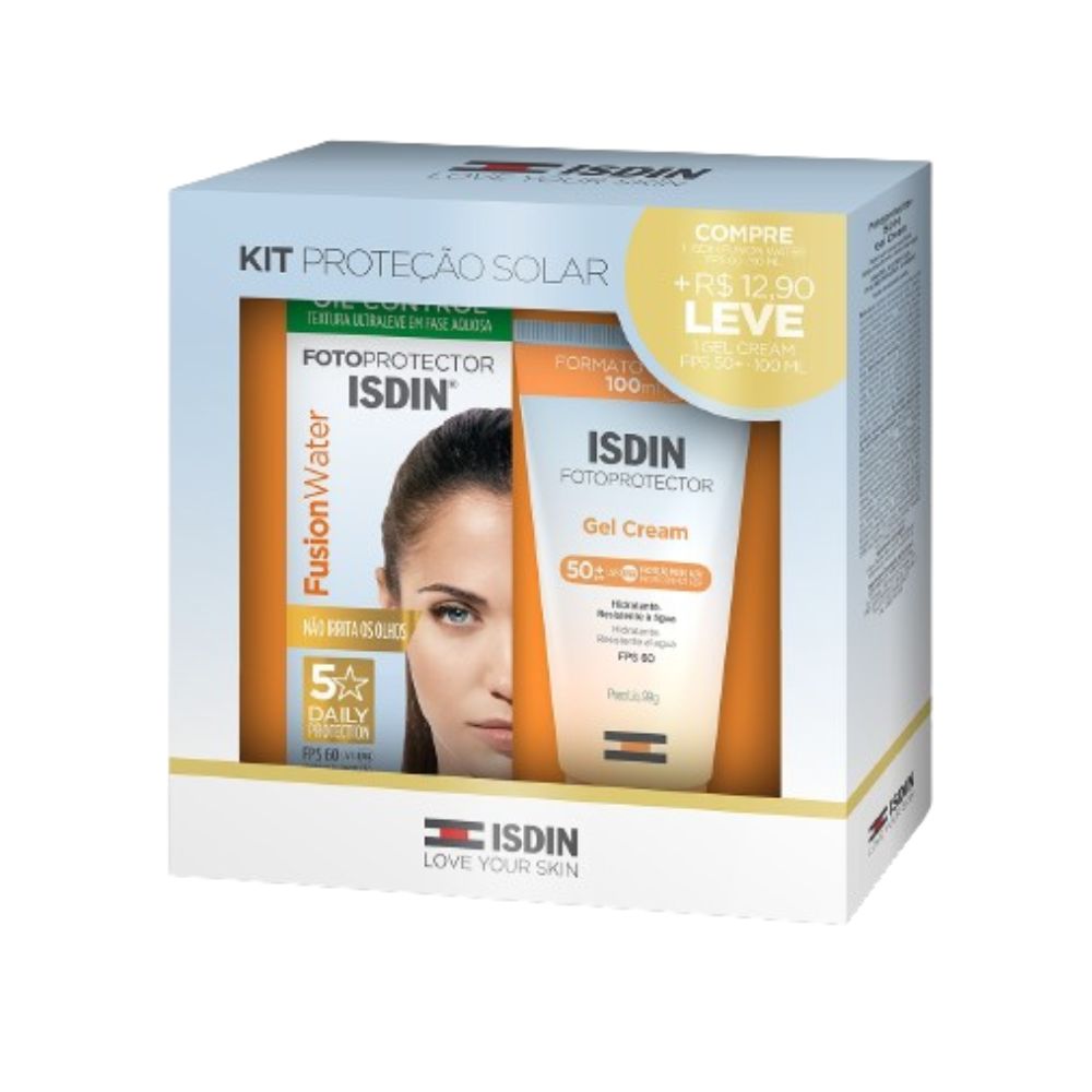 Kit Proteção Solar Protetor Solar ISDIN Fusion Water FPS60 50ml 1 Unidade + Protetor Solar Facial ISDIN Gel Cream FPS50 99g 1 Unidade — Isdin | Farmácia Resyla