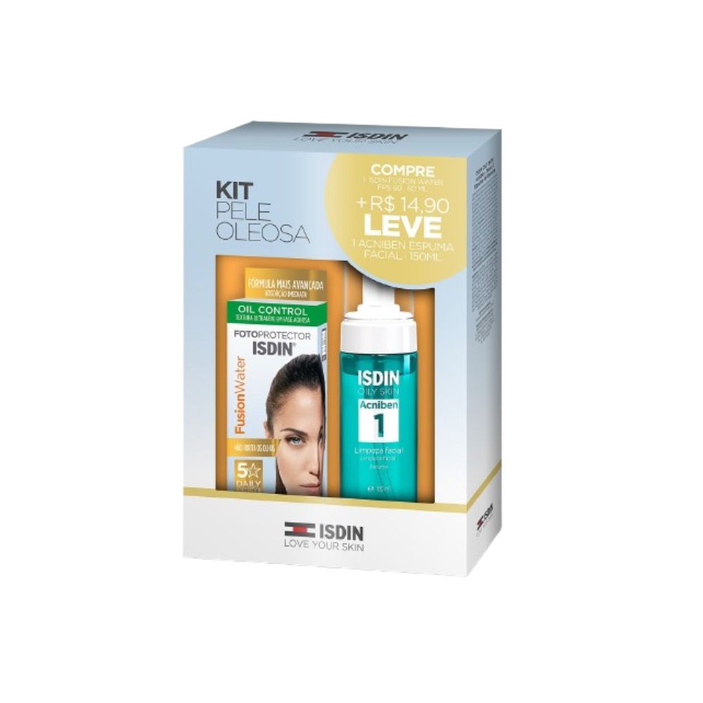 Kit Protetor Solar Facial ISDIN Fusion Water FPS60 50ml 1 Unidade + Espuma de Limpeza Facial ISDIN Acniben 150ml 1 Unidade — Isdin | Farmácia Resyla