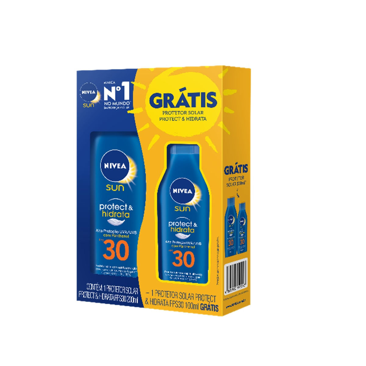 Kit Protetor Solar Nivea Sun Protect & Hidrata FPS30 200ml 1 Unidade + Protetor Solar Nivea Sun Protect & Hidrata FPS30 100ml 1 Unidade — imagem 2 | Farmácia Resyla