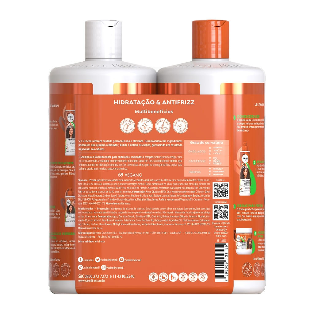 Kit S.O.S Cachos Coco Profundo Shampoo e Condicionador Litrão Salon Line — imagem 3 | Farmácia Resyla