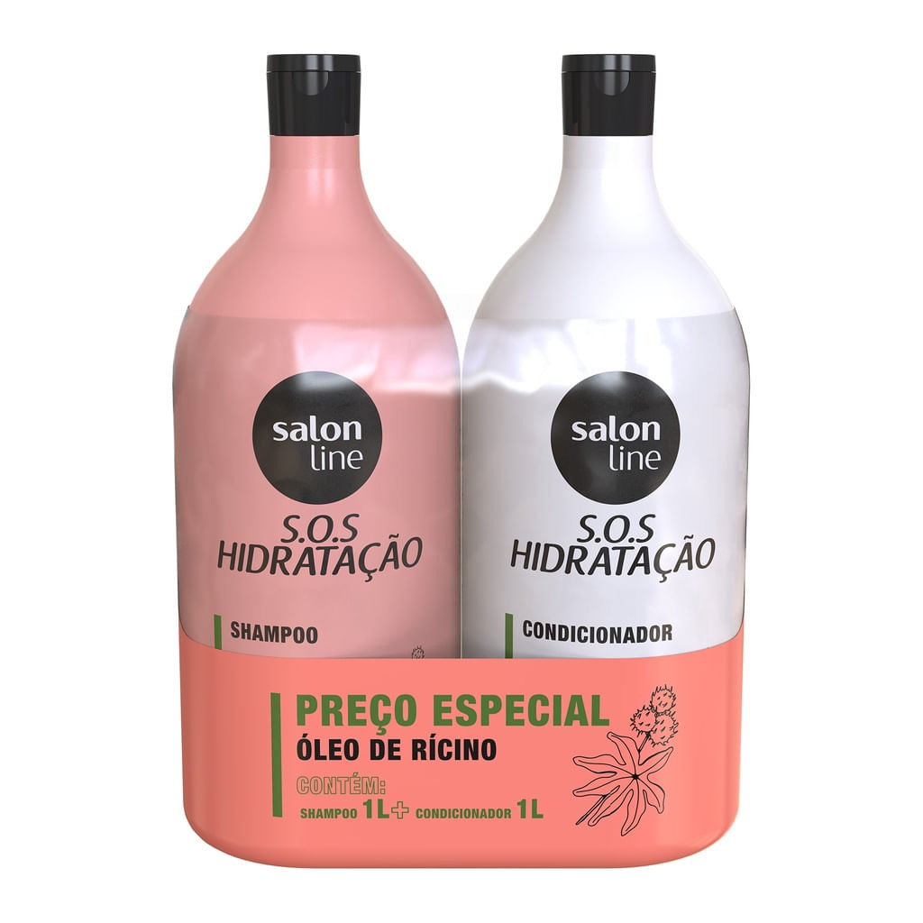 Kit S.O.S Hidratação Óleo de Rícino Shampoo e Condicionador Litrão Salon Line — Salon Line | Farmácia Resyla