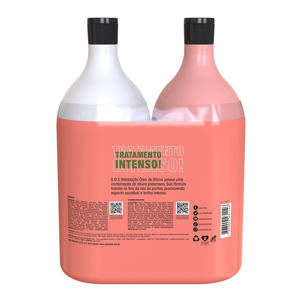 Kit S.O.S Hidratação Óleo de Rícino Shampoo e Condicionador Litrão Salon Line — imagem 3 | Farmácia Resyla