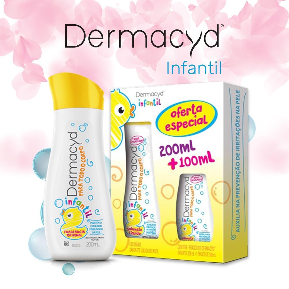Kit Sabonete Líquido Infantil Dermacyd 200ml 1 Uni + Sabonete Líquido 100ml 1 Uni Oferta Especial 300ml — Dermacyd | Farmácia Resyla