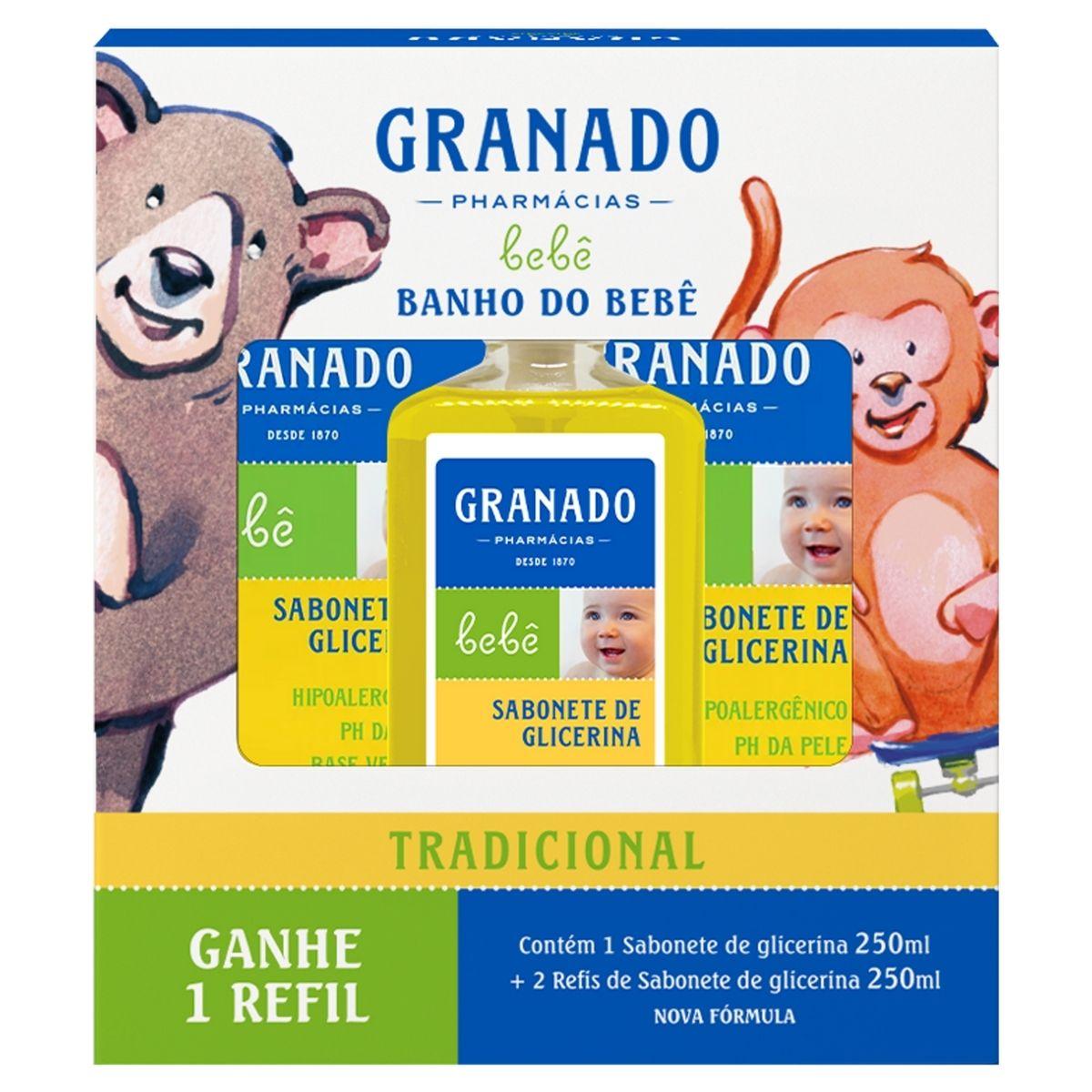Kit Sabonete Líquido Infantil Granado Bebê Tradicional 250ml 1 Unidade + Sabonete Líquido Infantil Granado Bebê Tradicional Refil 250ml 1 Unidade — Granado | Farmácia Resyla
