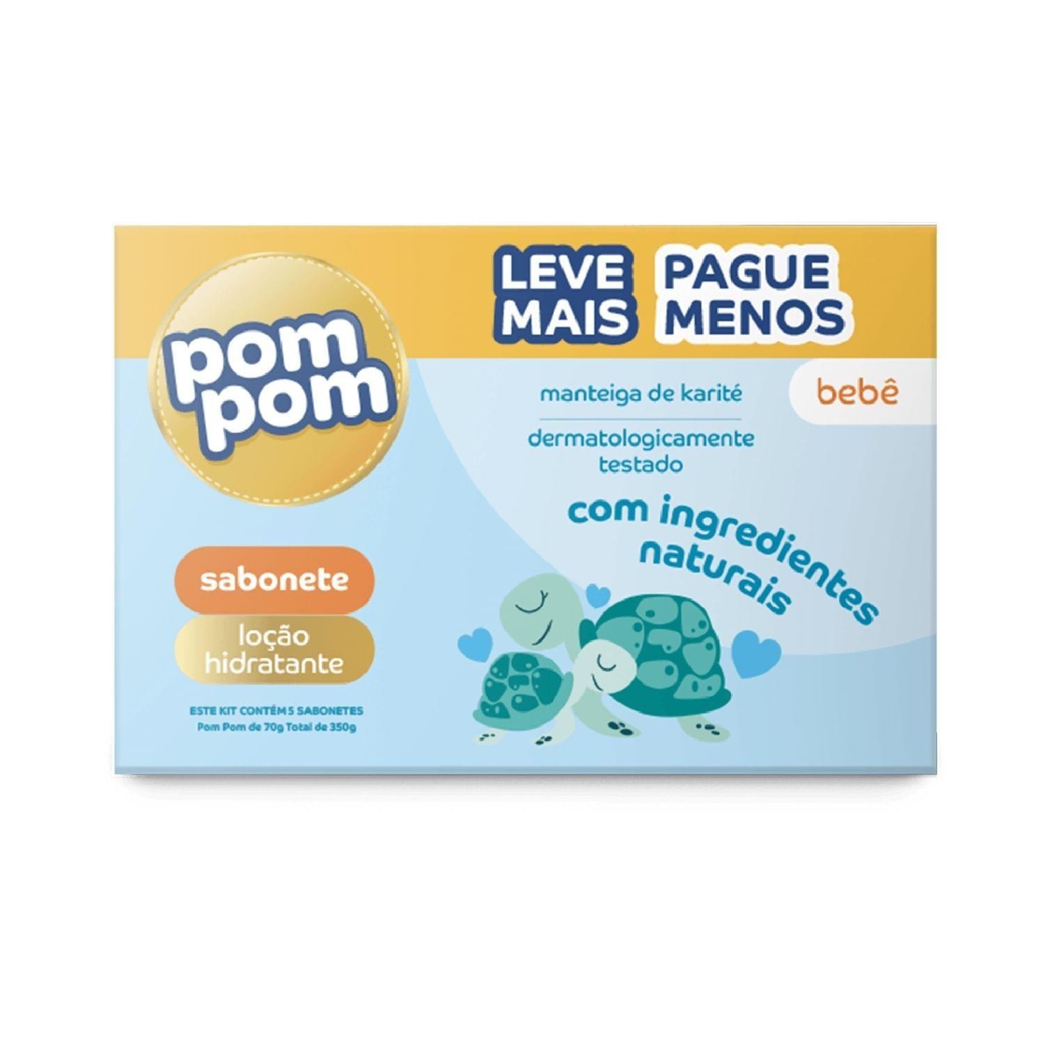 Kit Sabonetes em Barra Infantil Pom Pom Hidratante 70g 5 Unidades — Pompom | Farmácia Resyla