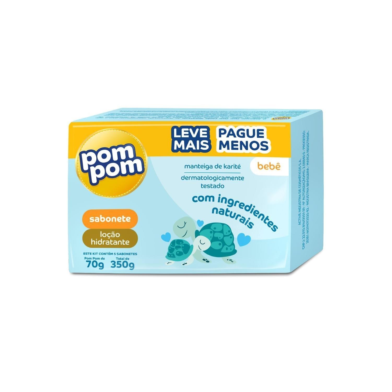 Kit Sabonetes em Barra Infantil Pom Pom Hidratante 70g 5 Unidades — imagem 2 | Farmácia Resyla