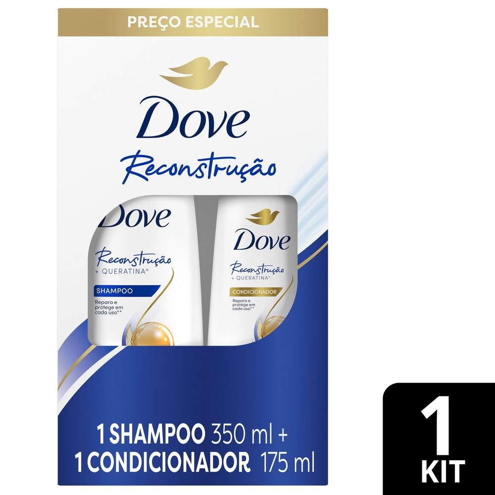 Kit Shampoo Dove Reconstrução Completa 400ml 1 Unidade + Condicionador Dove Reconstrução Completa 200ml 1 Unidade — Dove | Farmácia Resyla