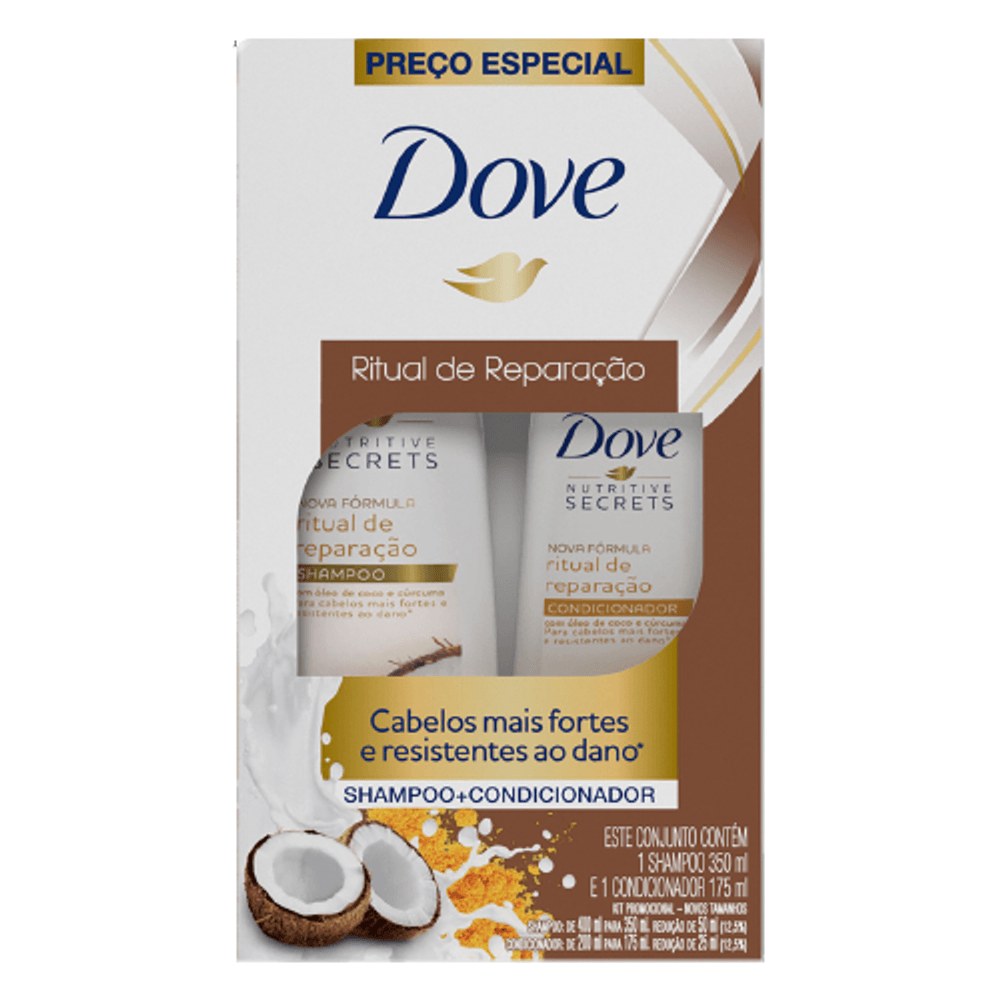 Kit Shampoo Dove Ritual de Reparação 350ml 1 Unidade + Condicionador Dove Ritual de Reparação 175ml 1 Unidade — Dove | Farmácia Resyla