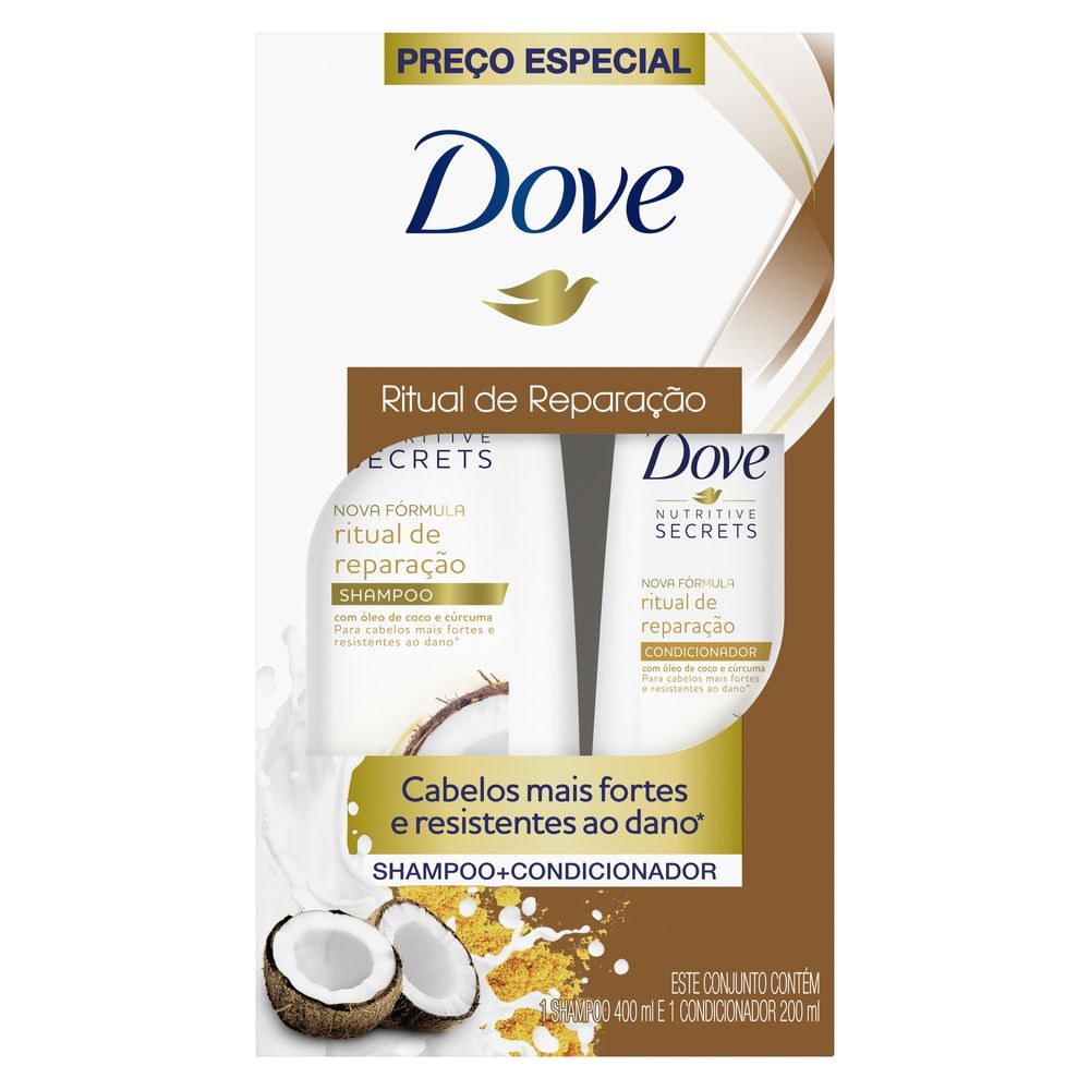 Kit Shampoo Dove Ritual de Reparação 400ml 1 Unidade + Condicionador Dove Ritual de Reparação 200ml 1 Unidade — imagem 2 | Farmácia Resyla