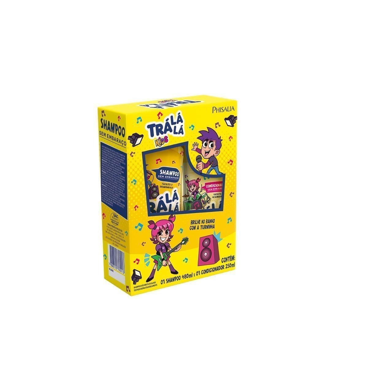 Kit Shampoo Infantil Trá Lá Lá Kids Sem Embaraço 480ml 1 Unidade + Condicionador Infantil Trá Lá Lá Kids Sem Embaraço 250ml 1 Unidade — Tralala | Farmácia Resyla