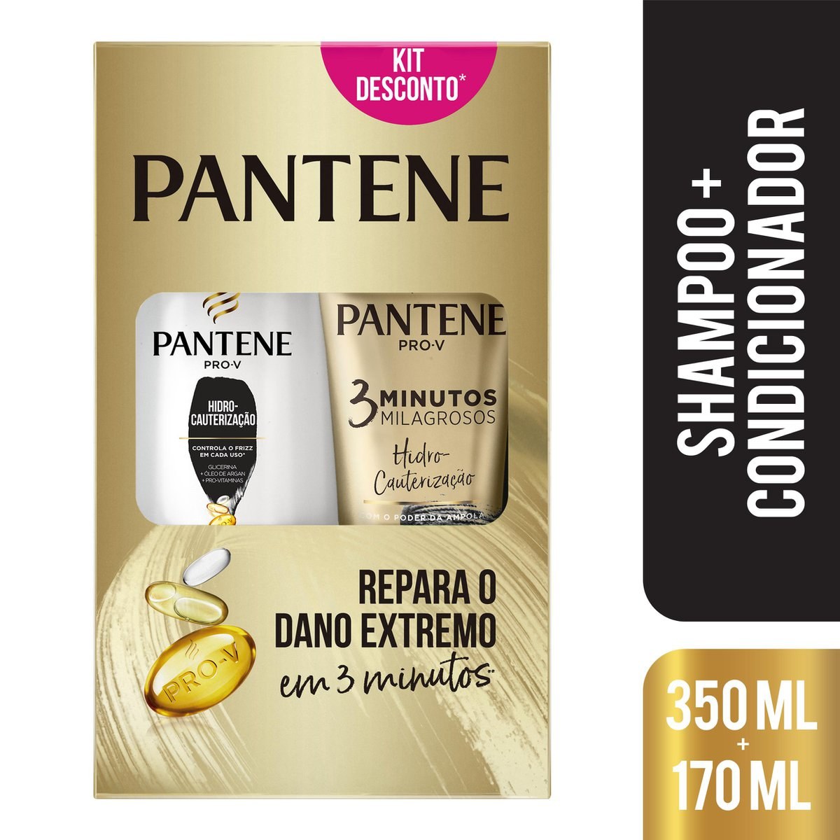 Kit Shampoo Pantene Pro-V Hidro Cauterização 350ml 1 Unidade + Condicionador Pantene Pro-V 3 Minutos Milagrosos 170ml 1 Unidade — imagem 2 | Farmácia Resyla