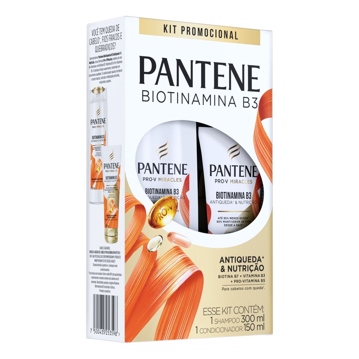 Kit Shampoo Pantene Pro-V Miracles Biotinamina B3 Antiqueda 300ml 1 Uni + Condicionador Miracles Biotinamina B3 Antiqueda 150ml 1 Uni — imagem 3 | Farmácia Resyla