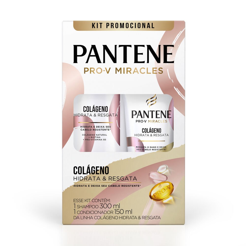 Kit Shampoo Pantene Pro-V Miracles Colágeno Hidrata & Resgata 300ml 1 Uni + Condicionador Hidrata & Resgata 150ml 1 Uni — imagem 2 | Farmácia Resyla