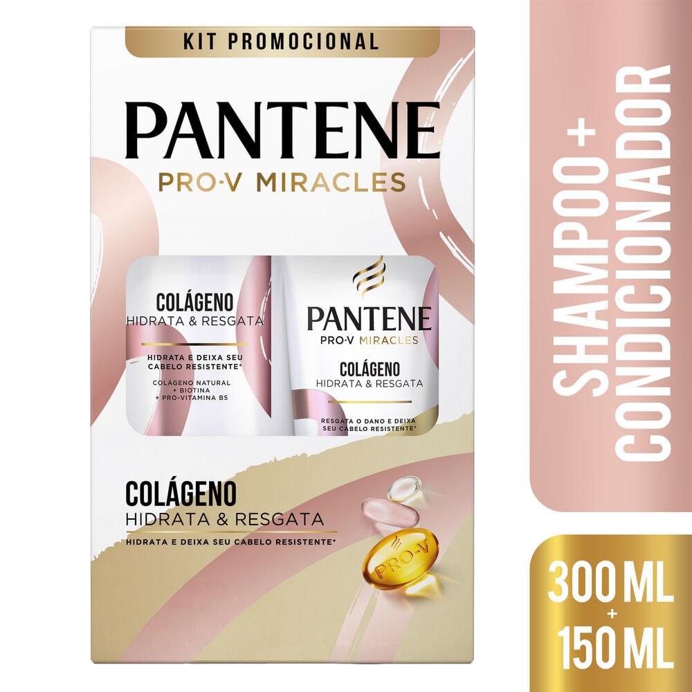 Kit Shampoo Pantene Pro-V Miracles Colágeno Hidrata & Resgata 300ml 1 Uni + Condicionador Hidrata & Resgata 150ml 1 Uni — imagem 3 | Farmácia Resyla